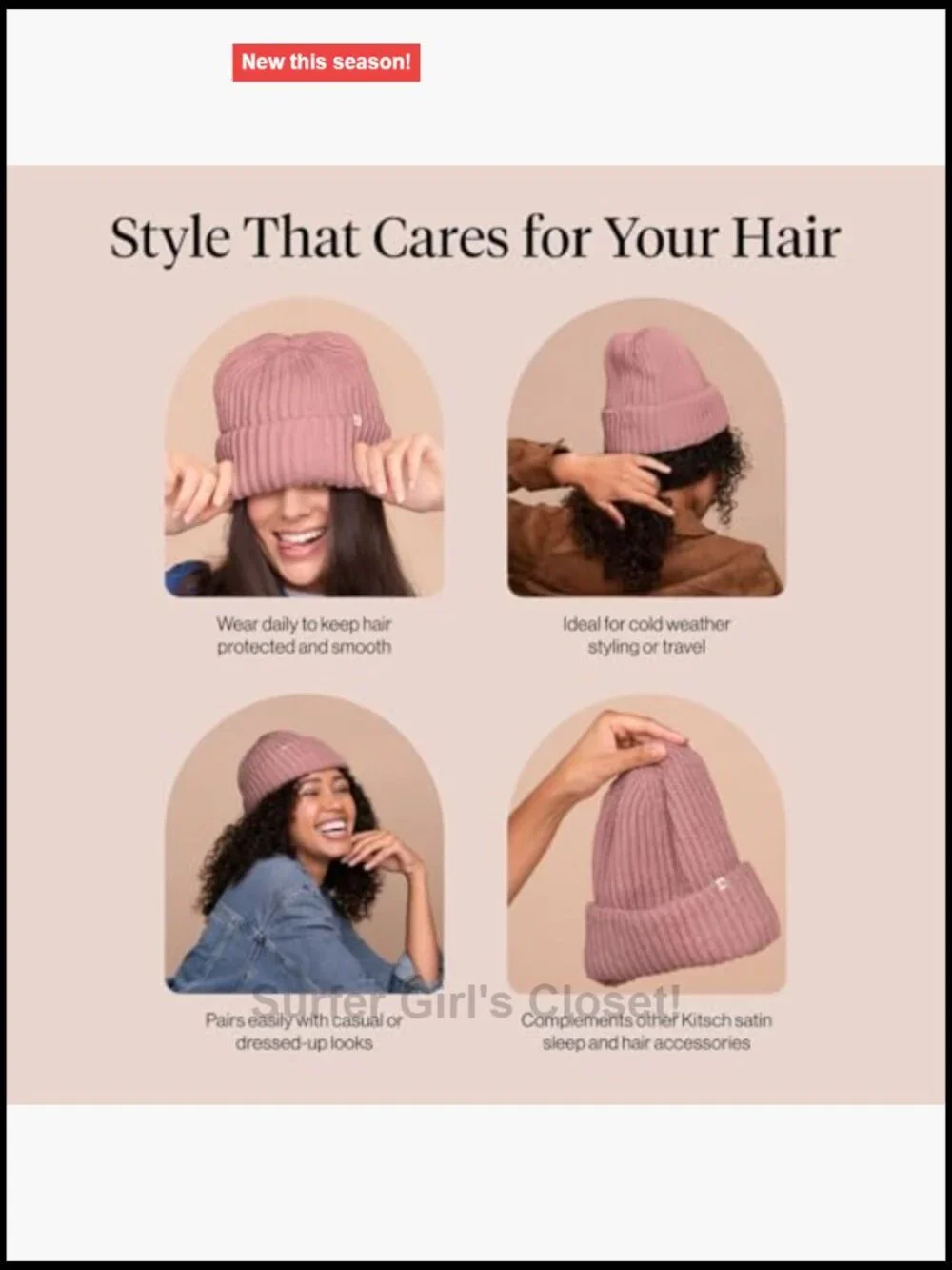 Satin Lined Beanie for Hair Protection, Anti Frizz Winter Hat, Unisex Beanie